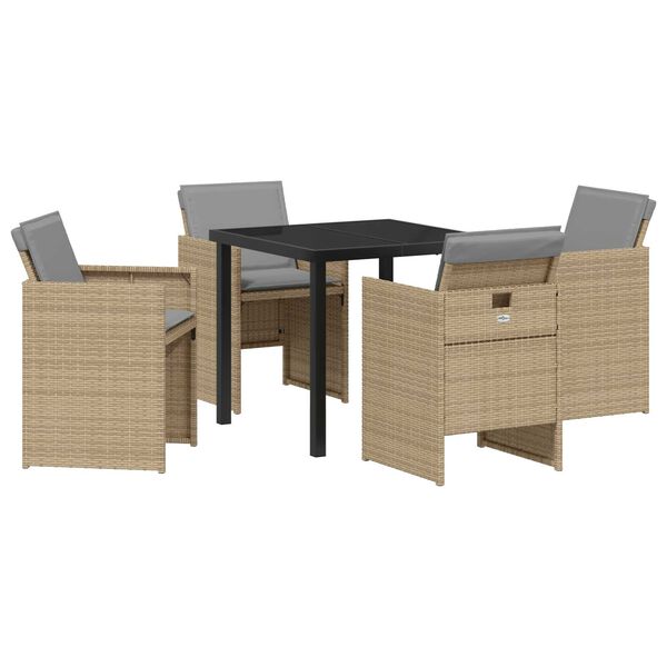 vidaXL Conjunto de Comedor de Jard&iacute;n 5 pcs Beige rat&aacute;n sint&eacute;tico