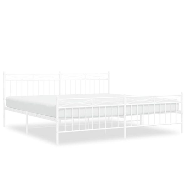 vidaXL Estructura cama sin colch&oacute;n con estribo metal blanco 193x203 cm