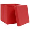 vidaXL Cajas de almacenaje con tapas 4 uds tela rojo 32x32x32 cm