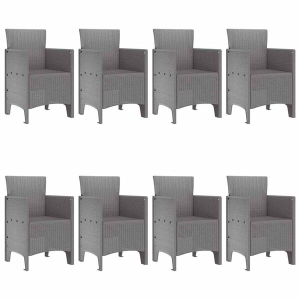 vidaXL Conjunto de Comedor de Jard&iacute;n 9 pcs Gris Claro Polipropileno