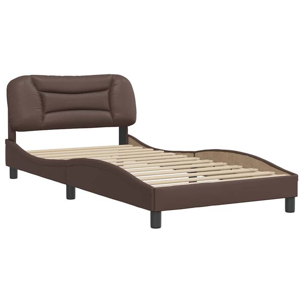 vidaXL Estructura de cama sin colch&oacute;n Hvar cuero sint&eacute;tico marr&oacute;n 100x200cm