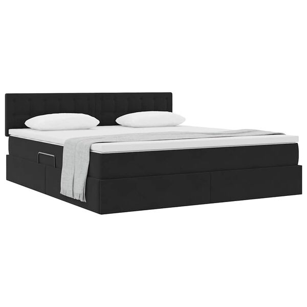 vidaXL Cama con almacenamiento Negro 160 x 200 cm Terciopelo