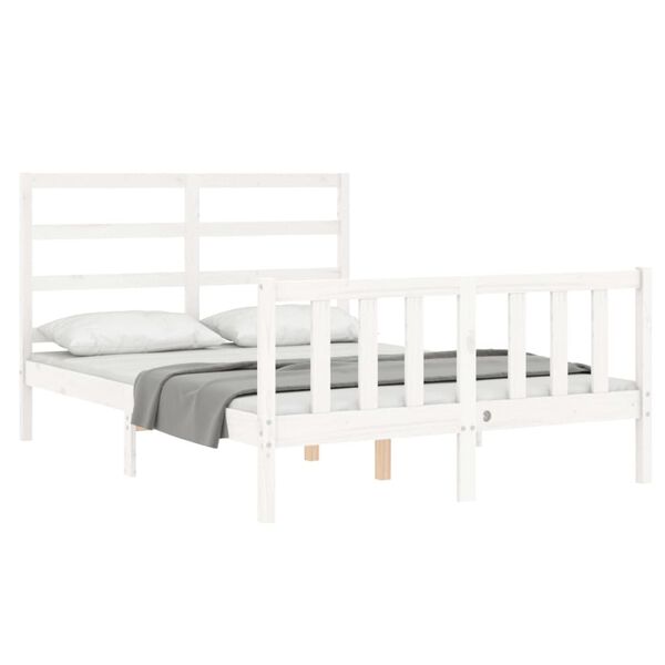 vidaXL Estructura de cama sin colch&oacute;n madera de pino blanca 140x190 cm