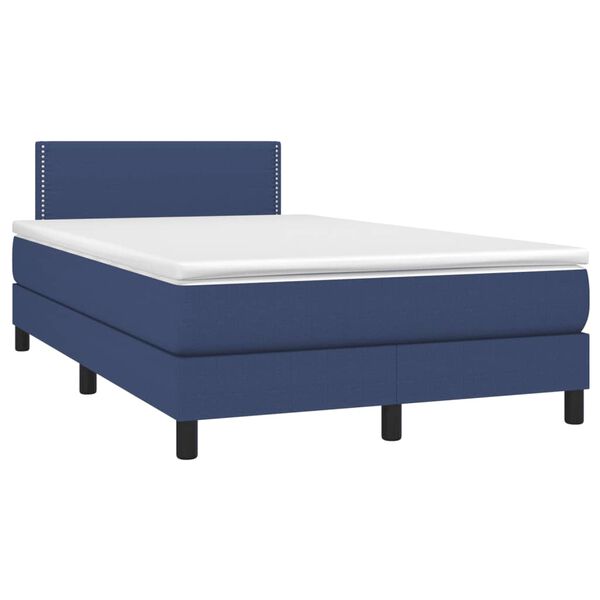 vidaXL Cama box spring con colch&oacute;n tela azul 120x190 cm