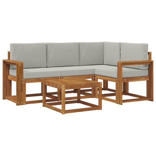 vidaXL Conjunto de sof&aacute;s de exterior 5 pcs Gris Natural y Claro