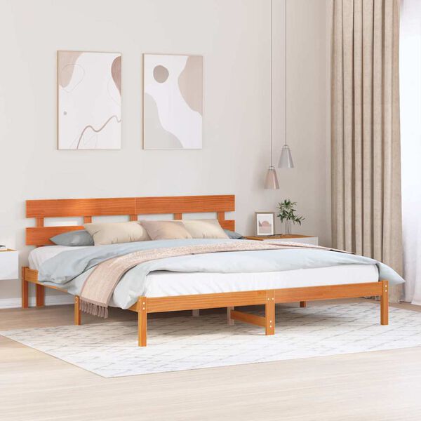 vidaXL Estructura de cama Marrón 180 x 200 cm Madera maciza de Pino