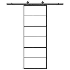 vidaXL Puerta corredera con juego herrajes negro 76x205 cm ESG vidrio