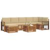 vidaXL Juegos de sof&aacute;s 8 pcs Natural y Beige Madera de Acacia S&oacute;lida