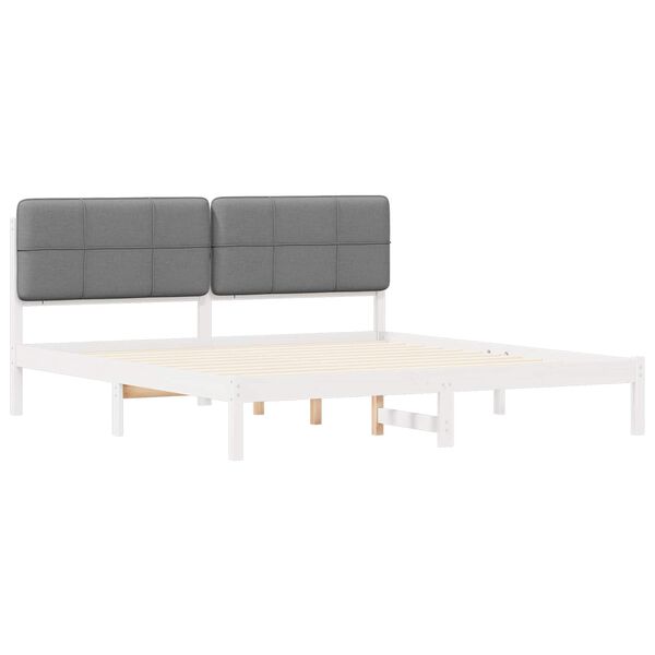 vidaXL Estructura de Cama con Cabecera Tapizada Gris oscuro