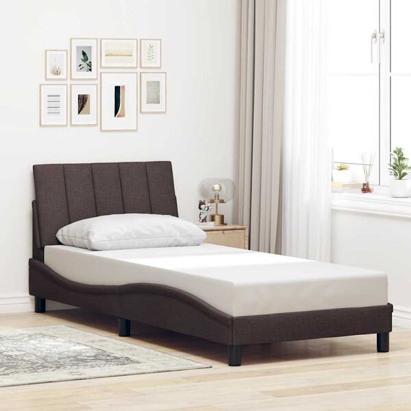 vidaXL Estructura de cama sin colch&oacute;n Hanko tela marr&oacute;n oscuro 80x200 cm