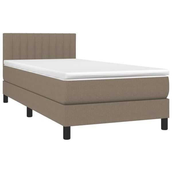 vidaXL Cama box spring con colch&oacute;n tela gris taupe 90x200 cm