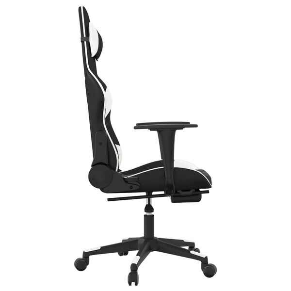 vidaXL Silla gaming con reposapi&eacute;s cuero sint&eacute;tico negro blanco