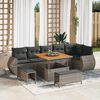 vidaXL Conjunto de sof&aacute; de jard&iacute;n 9 pcs Gris Rattan de Poli&eacute;ster