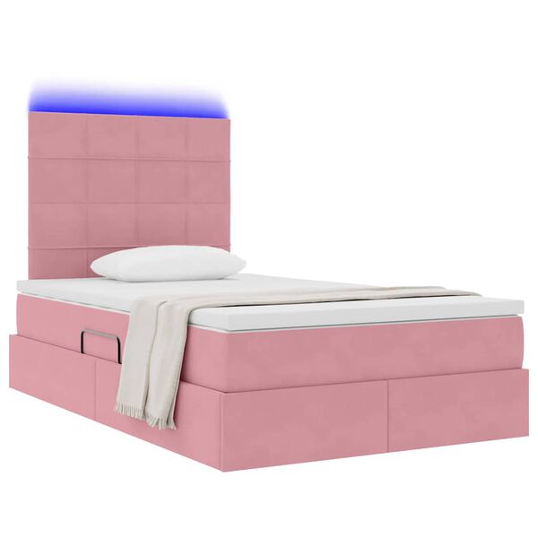 vidaXL Cama con almacenamiento y LED Rosa 120 x 200 cm Terciopelo