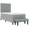 vidaXL Cama tipo Box Spring con colch&oacute;n Gris Claro 90 x 200 cm tela