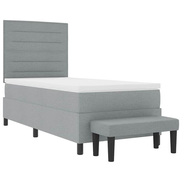 vidaXL Cama tipo Box Spring con colch&oacute;n Gris Claro 90 x 200 cm tela