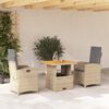 vidaXL Set comedor de jardín 3 pzas con cojines ratán sintético beige