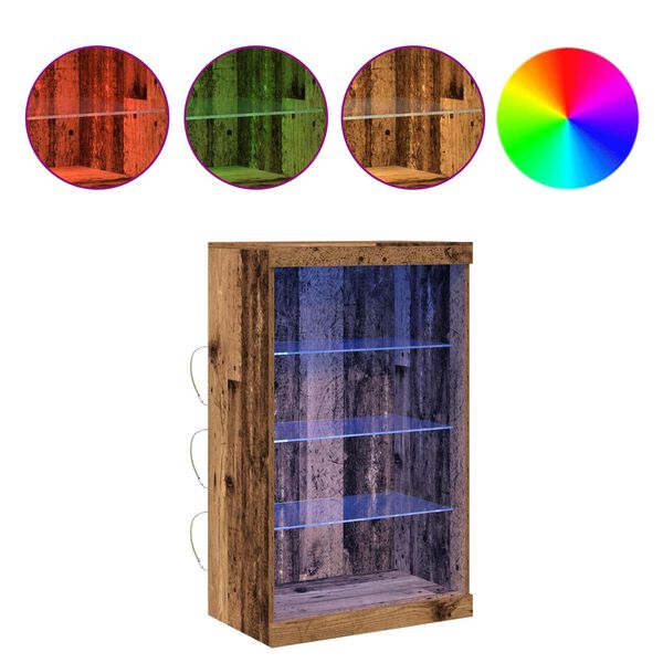 vidaXL Aparador LED Madera vieja 60,5 x 37 x 100 cm