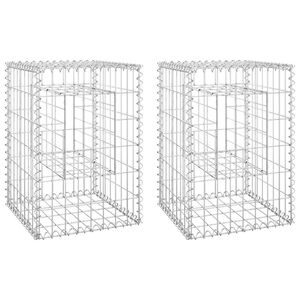 vidaXL Cestas postes de gaviones 2 unidades hierro 40x40x60 cm