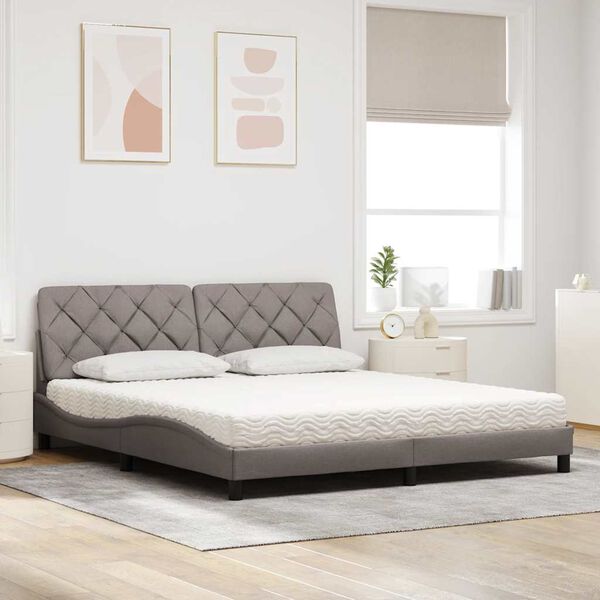 vidaXL Cama con colch&oacute;n de tela gris taupe 180x200 cm
