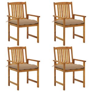 vidaXL Sillas de jard&iacute;n con cojines 4 unidades madera maciza de acacia