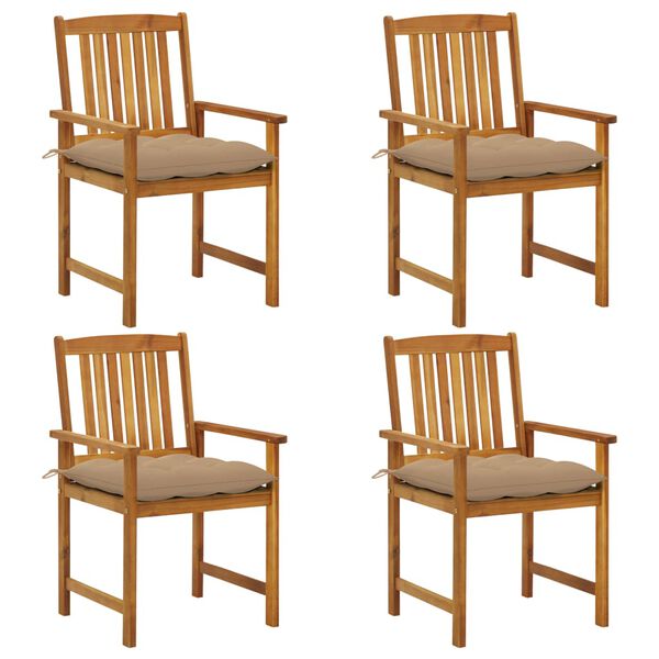 vidaXL Sillas de jard&iacute;n con cojines 4 unidades madera maciza de acacia