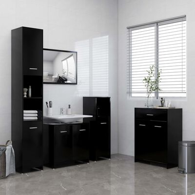 vidaXL Armario de cuarto de baño aglomerado negro 60x33x80 cm