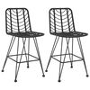 vidaXL Taburetes de cocina 2 uds rat&aacute;n PE y acero negro 45x56x103,5 cm