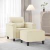 vidaXL Sill&oacute;n con taburete cuero sint&eacute;tico color crema 60 cm