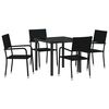 vidaXL Conjunto de Comedor de Jard&iacute;n 5 uds. Negro rat&aacute;n sint&eacute;tico
