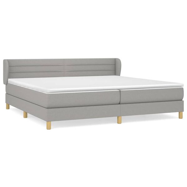 vidaXL Cama box spring con colch&oacute;n tela gris claro 200x200 cm