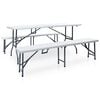 vidaXL Mesa de jard&iacute;n plegable con 2 bancos acero y HDPE blanco 180 cm