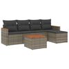 vidaXL Set de muebles de jard&iacute;n 6 pzas y cojines rat&aacute;n sint&eacute;tico gris