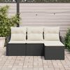 vidaXL Conjunto de sofá de jardín 4 pcs Negro ratán sintético
