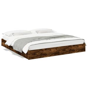 vidaXL Cama con cajones madera de ingenier&iacute;a roble ahumado 200x200 cm