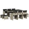 vidaXL Set de comedor de jard&iacute;n 11 pzas y cojines rat&aacute;n sint&eacute;tico gris