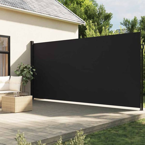 vidaXL Toldo lateral retr&aacute;ctil negro 200x500 cm