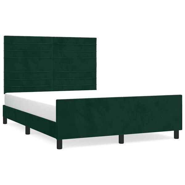 vidaXL Estructura cama sin colch&oacute;n terciopelo verde oscuro 140x200 cm