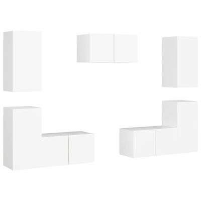 vidaXL Set de muebles de salón TV 7 piezas madera de ingeniería blanco
