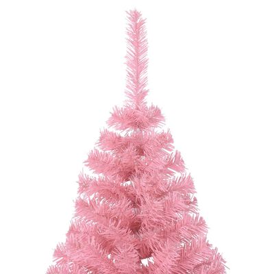 vidaXL Medio árbol de Navidad artificial con soporte PVC rosa 210 cm