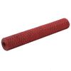 vidaXL Alambrada de gallinero acero revestimiento PVC rojo 25x1 m