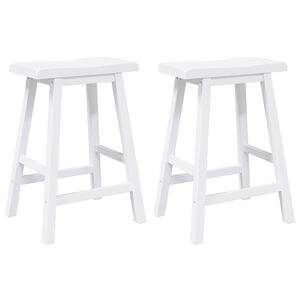 vidaXL Taburetes de bar, 2 unidades, madera maciza blanca, goma