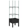 vidaXL Jardinera con enrejado PP negro 40x40x142,5 cm