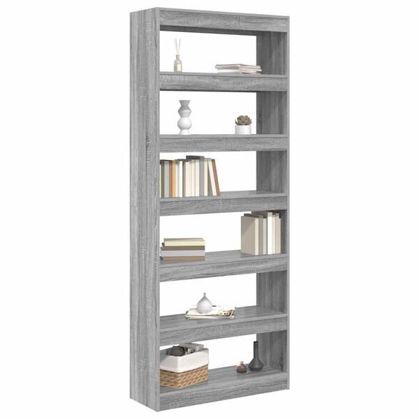 vidaXL Librer&iacute;a Gris Sonoma 80 x 30 x 198 cm Madera de ingenier&iacute;a