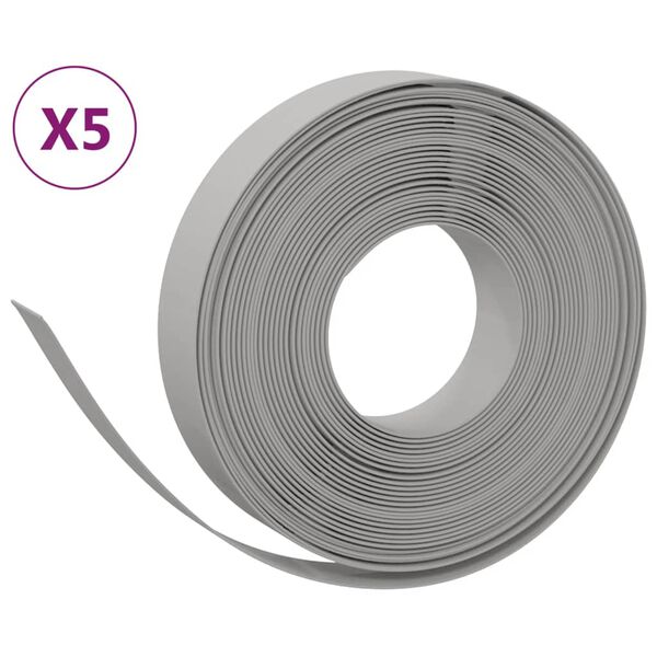 vidaXL Borduras de jardín 5 uds polietileno gris 10 m 10 cm