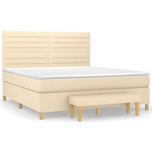 vidaXL Cama box spring con colch&oacute;n tela color crema 180x200 cm