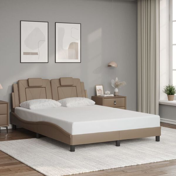 vidaXL Estructura de cama Viana con LED sin colch&oacute;n sin colch&oacute;n cappuccino 120x200 cm