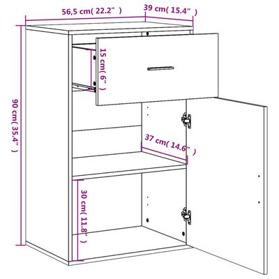 vidaXL Armario de almacenaje madera de ingeniería blanco 56,5x39x90 cm
