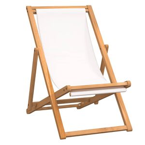 vidaXL Silla de jardín de teca color crema 56x105x96 cm
