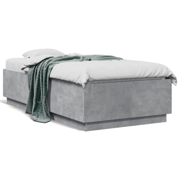 vidaXL Estructura de cama madera de ingenier&iacute;a gris hormig&oacute;n 75x190 cm